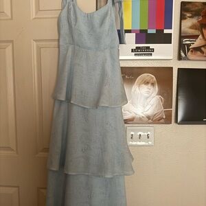 Altar'd State Silver Ruched Tiered Maxi Dress for Weddings